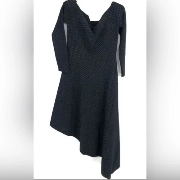 Chiara Boni NWT Black Berner Print Art Deco Diamond Uneven Hem Dress **Size 12** - Picture 2 of 6